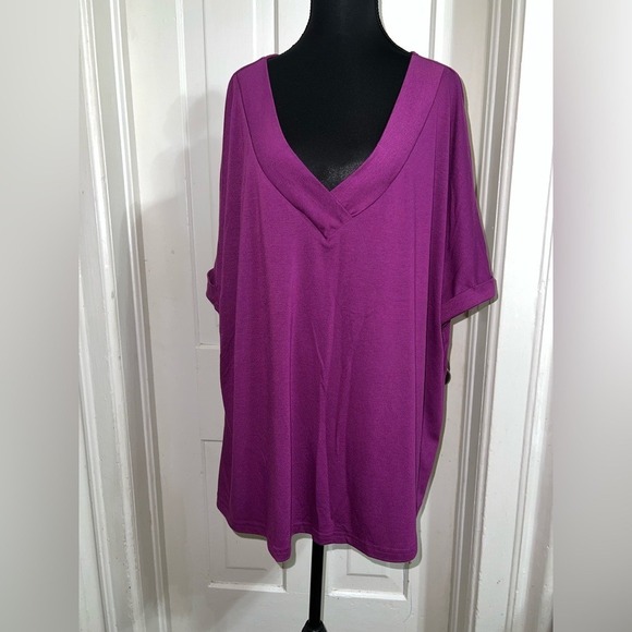 Tops - Vibrant Purple Top 3XL Womens shirt short sleeve summer work casual